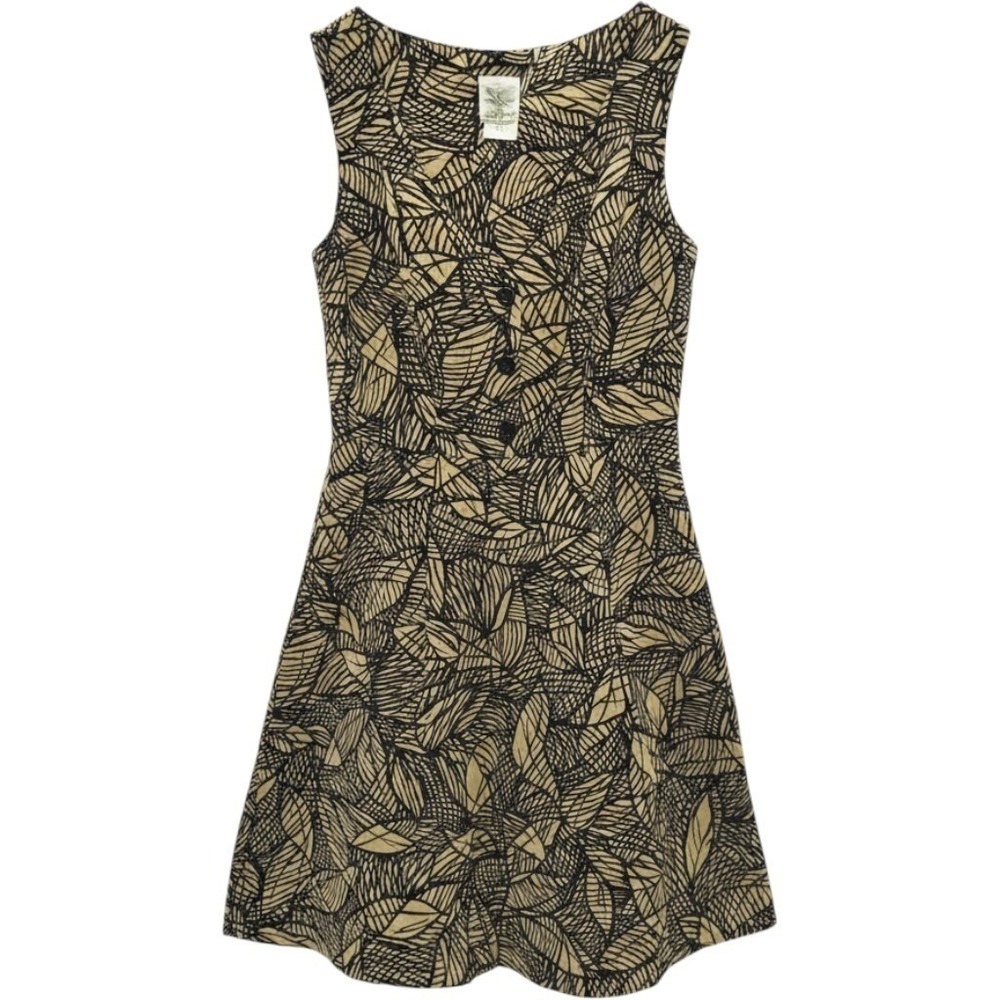 Weston Wear Sleeveless Leaf Print Button Front Mini Dress Women's Size 0 Chic